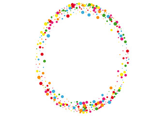 Multicolored Dot Catching Background. Confetti Blast Texture. Red Happy Round. Yellow Element Circle Illustration.