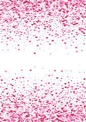Purple Abstract Confetti Texture. Pink Spray Background. Red Heart Drop. Rose February Wallpaper. Template Illustration.