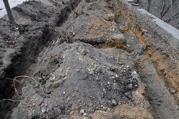 excavated ground for pipe laying