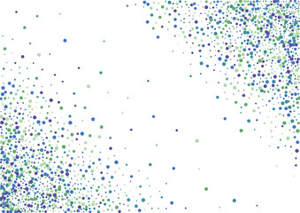 Blue Fiesta Confetti Illustration. Purple Dot Glitter. Round Top Background. Green Happy Ball.