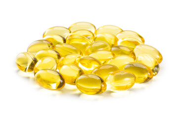 omega 3 capsules isolated on a white background