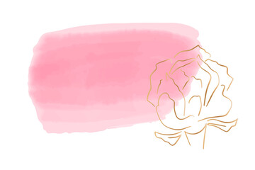 An abstract flower is drawn with a single line on a spot of watercolor paint. Abstract texture. For your text, logos