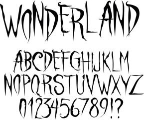 Wonderland - Horror vector font, gothic alphabet 