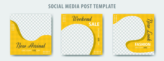 Editable modern Social Media banner Template. Anyone can use This Design Easily. Promotional web banner for social media with yellow color. Elegant sale and discount promo