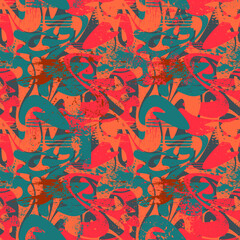 Vector seamless abstract ornate with grunge spots, wave shapes 