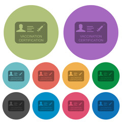 Vaccination certification color darker flat icons