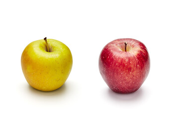 red and green apple isolate on white background