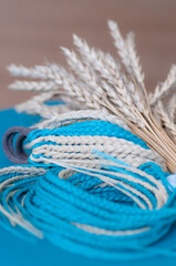 Decorative hair accessory elastic band with blue braids