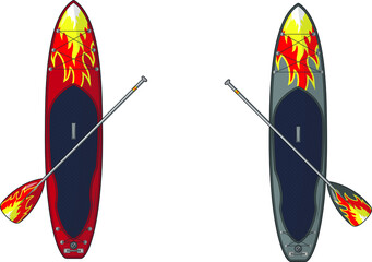 SUP board. Swimming board. Swimming paddles.