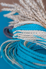 Decorative hair accessory elastic band with blue braids