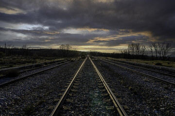 Fototapeta na wymiar strait railway in the countryside