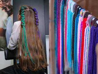 Girl with colored braids hairstyle