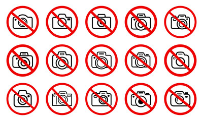 zestaw znaków zakaz fotografowania - obrazy, fototapety, plakaty