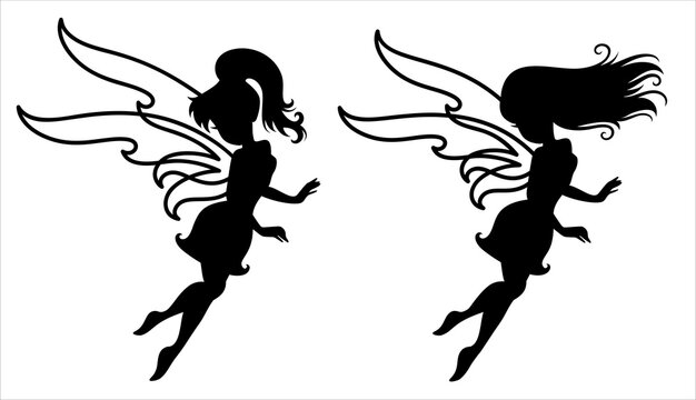 Silhouette of a fairy with a magic wand.