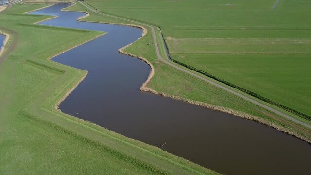 Aerial drone view of the beautiful landscape formation at the fortified village of the Heusden, Noord Brabant, the Netherlands.