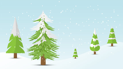 Set of flat pine trees for winter element decoration vector illustration isolated. 