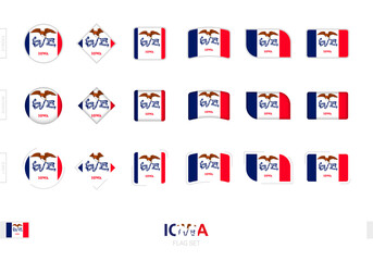 Iowa flag set, simple flags of Iowa with three different effects.