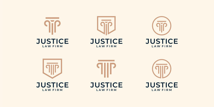 Set of modern law firm justice logo design vector graphic template