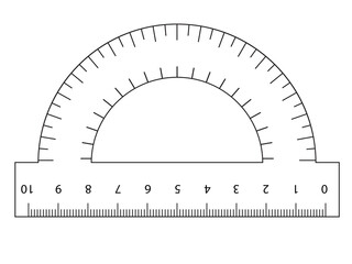 Measuring tool. Ruler,  Protractor for school and business. 
Vector illustration. 