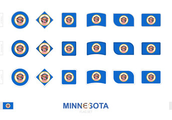 Minnesota flag set, simple flags of Minnesota with three different effects.