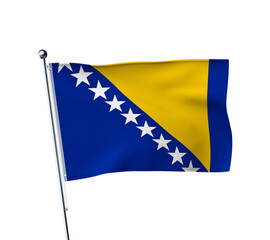 3D representation Realistic textured flag of Bosnia for composition