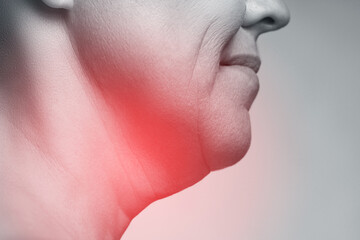Concepts of problems with thyroid or sore throat.