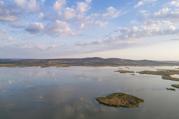 Aerial view of Gardony with lake