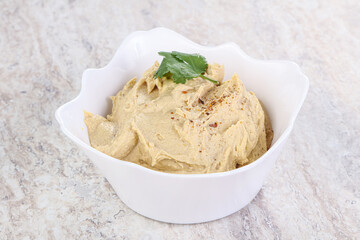 Traditional Jewish Hummus with olive oil