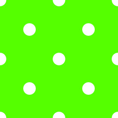 Classic background white circles on green, texture for wallpaper and design, seamless pattern, vector illustration