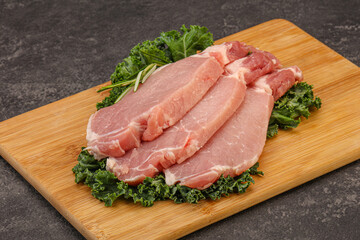 Raw pork steak for cooking