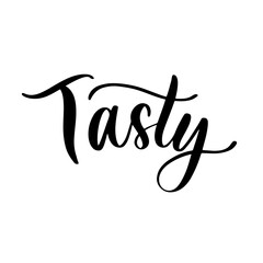Tasty - lettering logo template design. Vector illustration.