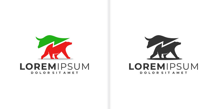 Premium Vector | Candles and bull trading platform logo design template