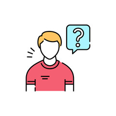 Ask a question color line icon. Pictogram for web page, mobile app
