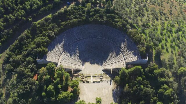 Aerial, Ancient Theater von Epidauros, Peloponnese, Greece