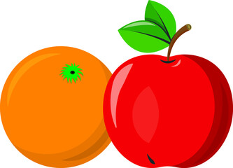 Fruits, berries. Summer symbol. Orange, apple. Healthy diet.