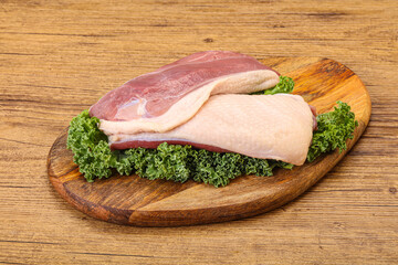 Raw duck breast for cooking