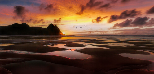 Three Cliffs Bay sunrise.