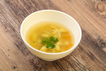 Tasty chicken soup with carrot
