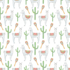 Cactuses and Llamas Pattern