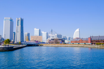 Naklejka premium 神奈川県横浜市みなとみらいのビル群