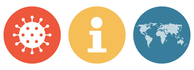 Bunter Banner mit 3 Buttons: Coronavirus Informationen weltweit