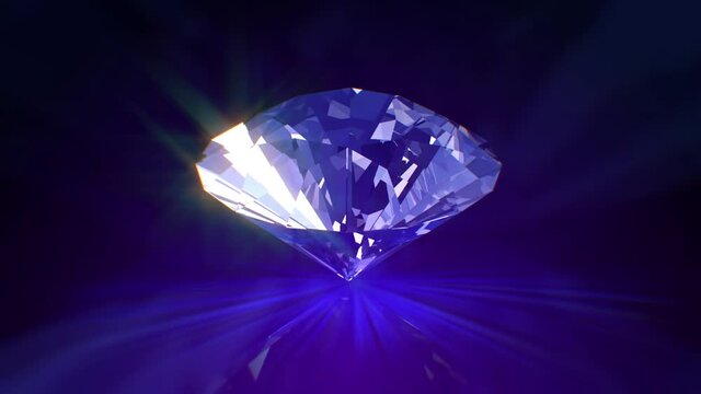 Diamond rotates on a dark purple background. 3D animation