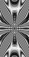 Moire effect, hypnotic pattern, psychedelic background. Op art, optical illusion. Modern design, graphic texture. - obrazy, fototapety, plakaty