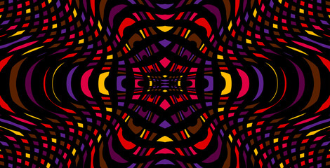 Moire effect, color hypnotic pattern, psychedelic background. Op art, optical illusion. Modern design, graphic texture. - obrazy, fototapety, plakaty