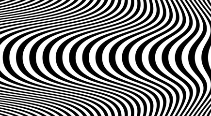 Abstract hypnotic pattern with multi-colored striped lines. Psychedelic background. Op art, optical illusion. Modern design, graphic texture.