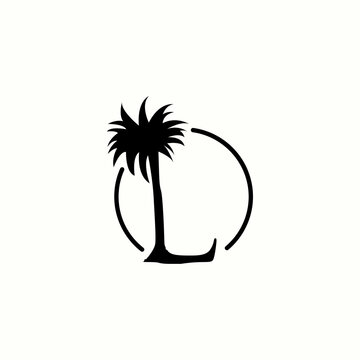recommend clip art: logo coconut tree with letter l vector design	