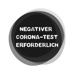 Negativer Corona-Test erforderlich - schwarzer Button
