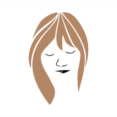 Abstract simple women face art. Vector ilustration for T-shirt. Suitable for all you need.