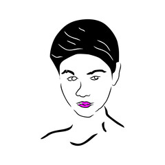 Abstract simple line women Face art. Trend desaign 2021. vector ilustration for T-shirt.