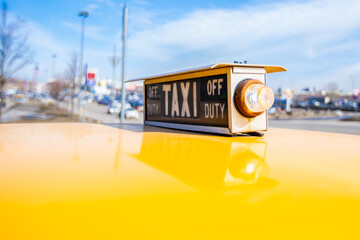 Close-up of vintage American taxi elements. High quality photo